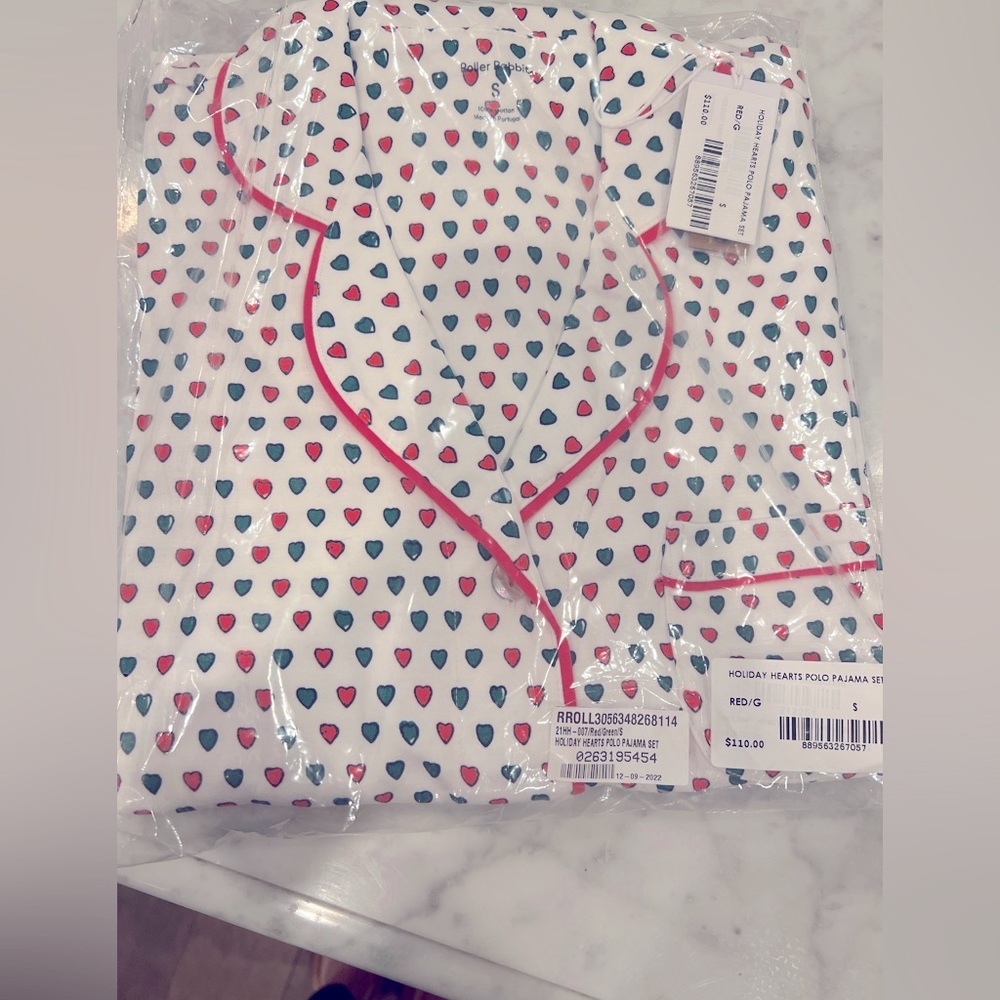 Roller Rabbit Holiday Hearts Polo Pajamas - Size small